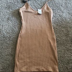 Cute tan mini dress for summer and fall
